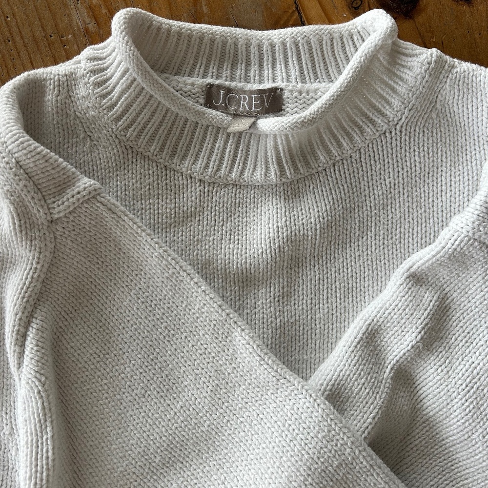 J. Crew women rollneck 100% cotton white sweater small